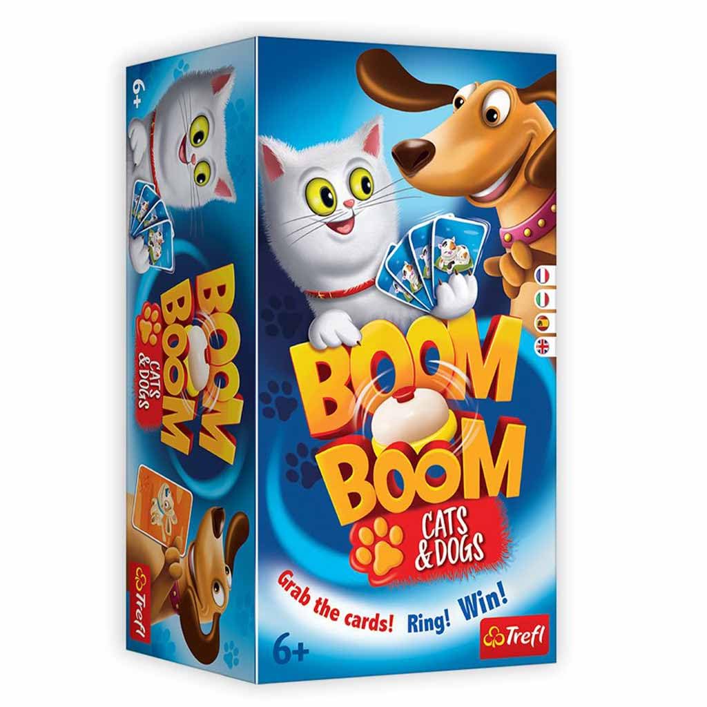 Trefl - Boom Boom – Cats and Dogs, Dogs and Kittens, Game with Bell, Family Game, Board Game for Adults and Children aged 6 Years and Above 2314