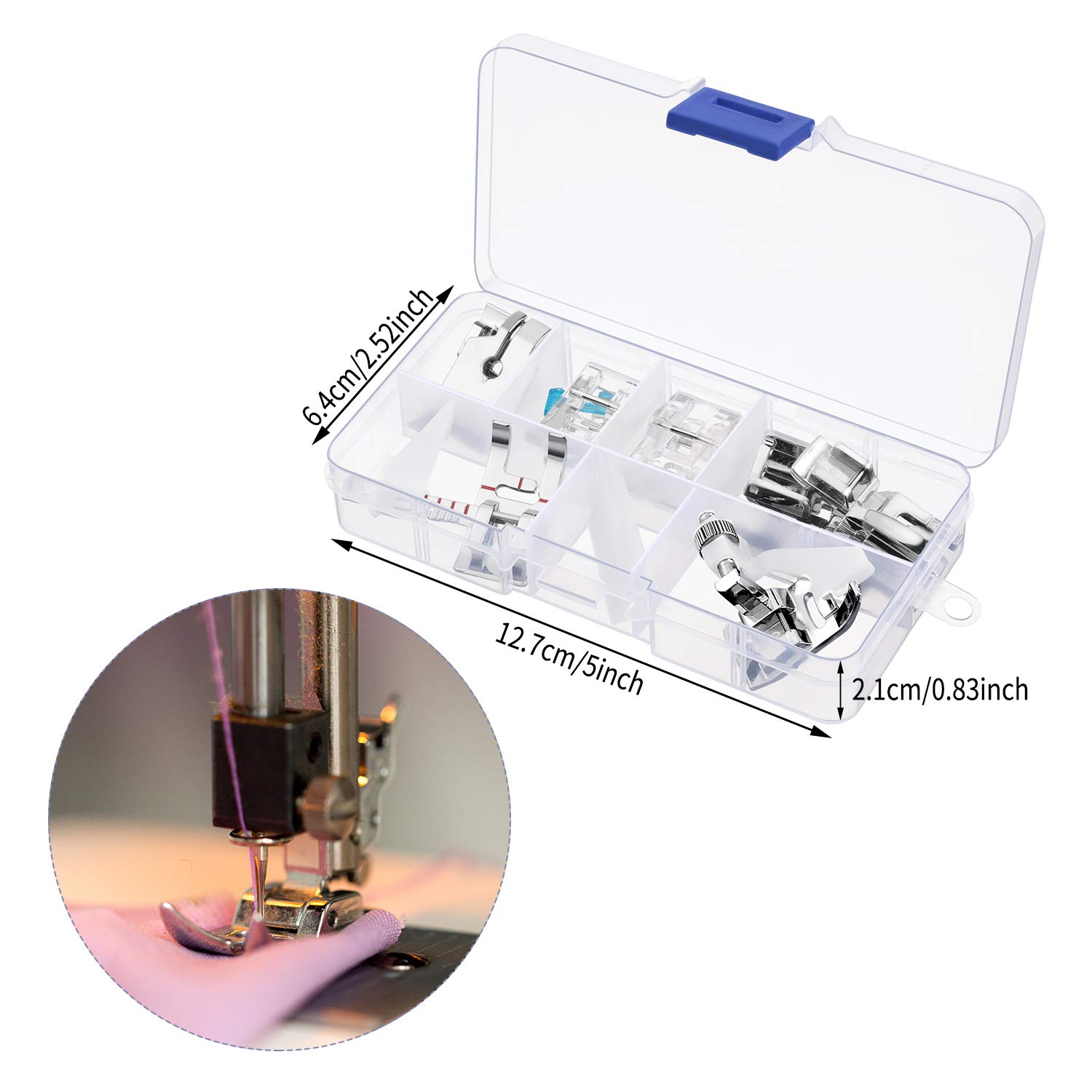 Mudder 12 Pcs Sewing Machine Presser Foot Set Multifunctional Sewing Foot Presser for Gathering Zipper Insertion Joining Embroidery Stitching