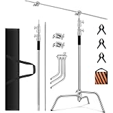 Heavy Duty C Stand 10.8ft/330cm with Boom Arm 100% Stainless Steel | Photography C-Stand with Carry Bag Sandbag 3*Clip 2*Grip Head for Photography Studio Video Monolight Softbox Shooting