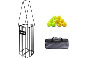 Poweruck Pickleball Tennis Ball Hopper Set, Pickleball Tennis Ball Basket Holder with 20 Outdoor Pickleball Balls,Perfect Cou