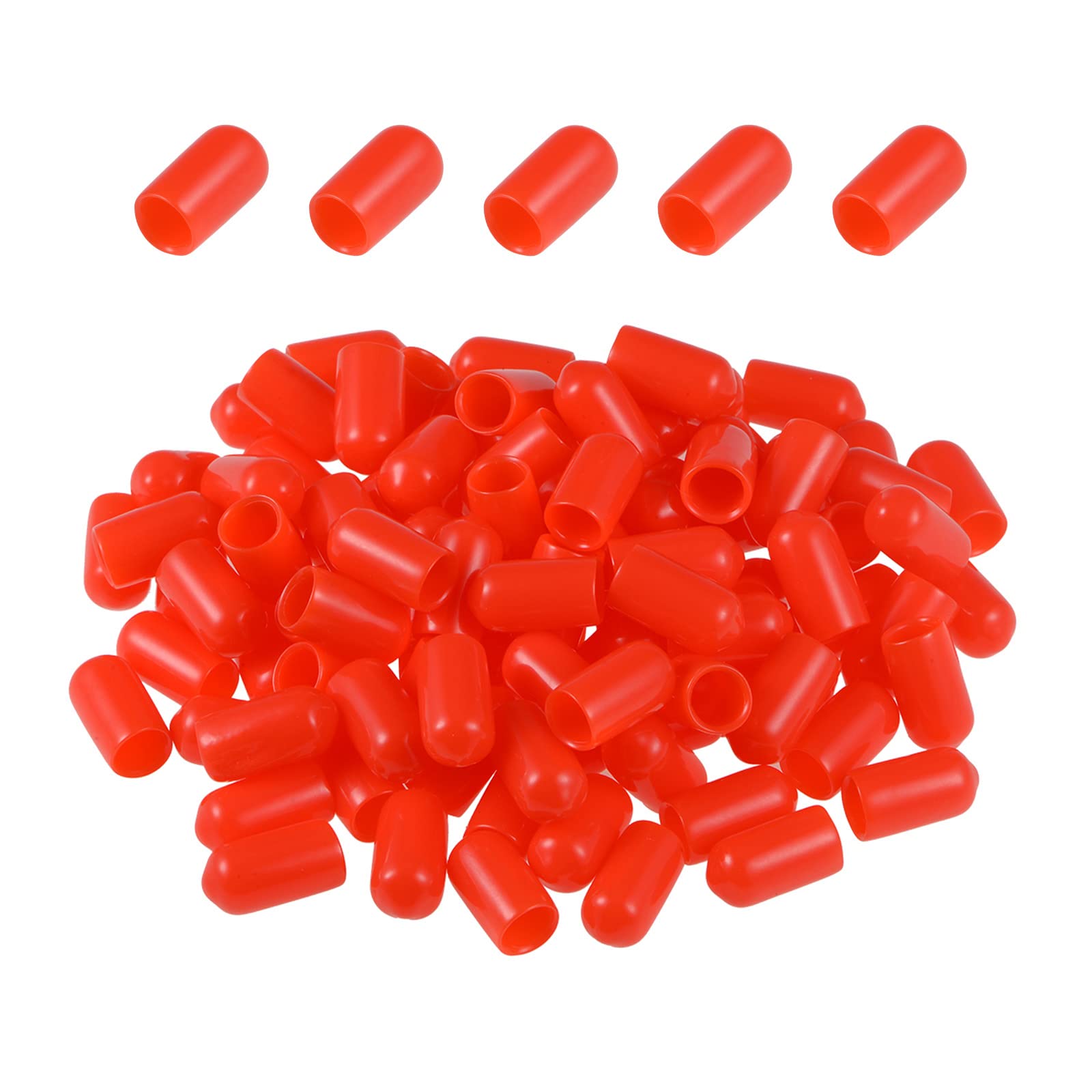 DMiotech 200 Pack 6mm ID Red Screw Thread Protectors Rubber End Caps Bolt Covers for Screw Bolt Furniture Pipe