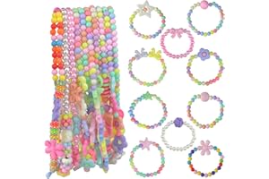obmwang 20Pcs Princess Necklace Bracelet Set, Teenage Costume Jewelry Play Jewelry for Women Dress Up Pretend Play Party Favo