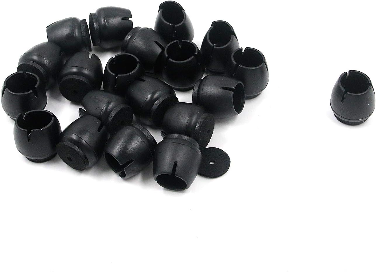 Karcy Chair Leg Caps Floor Protector for Indoor Outdoor Garden Patio Office Chair Leg with Felt Pads Silicone Black Fit for Round Dia. 17-21mm / 0.67x0.83