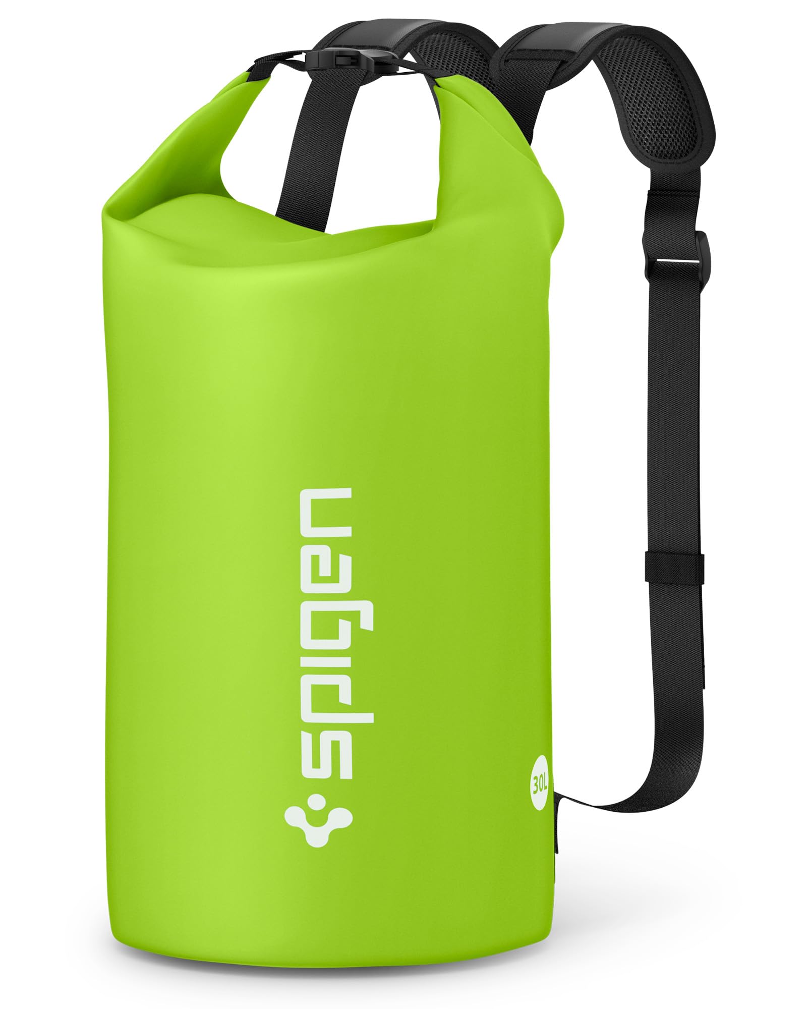 Spigen [30L [IPX5] Aqua Shield Waterproof Bag Dry Bag Backpack for Hiking, Extra Inner Pocket, Large Dry Sack, Swimming Kayaking Paddle Boarding, Robust & Anti-Scratch, Hiking Gear - Cactus Green