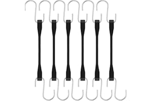 KINZOMOR Rubber Cords with Hooks 6 Inch,Rubber Bungee Cords Heavy Duty Outdoor Rubber Tie Down Straps with S Hooks for Truck,Van,Motorcycle,Cargo,Tarps, Canvases and More (6 Pack)