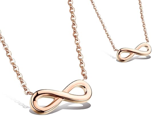 Kim Johanson Damen Freunde Halskette mit Anhänger *Infinity* aus Edelstahl in Roségold Unendlichkeit Zeichen Best Friends ink