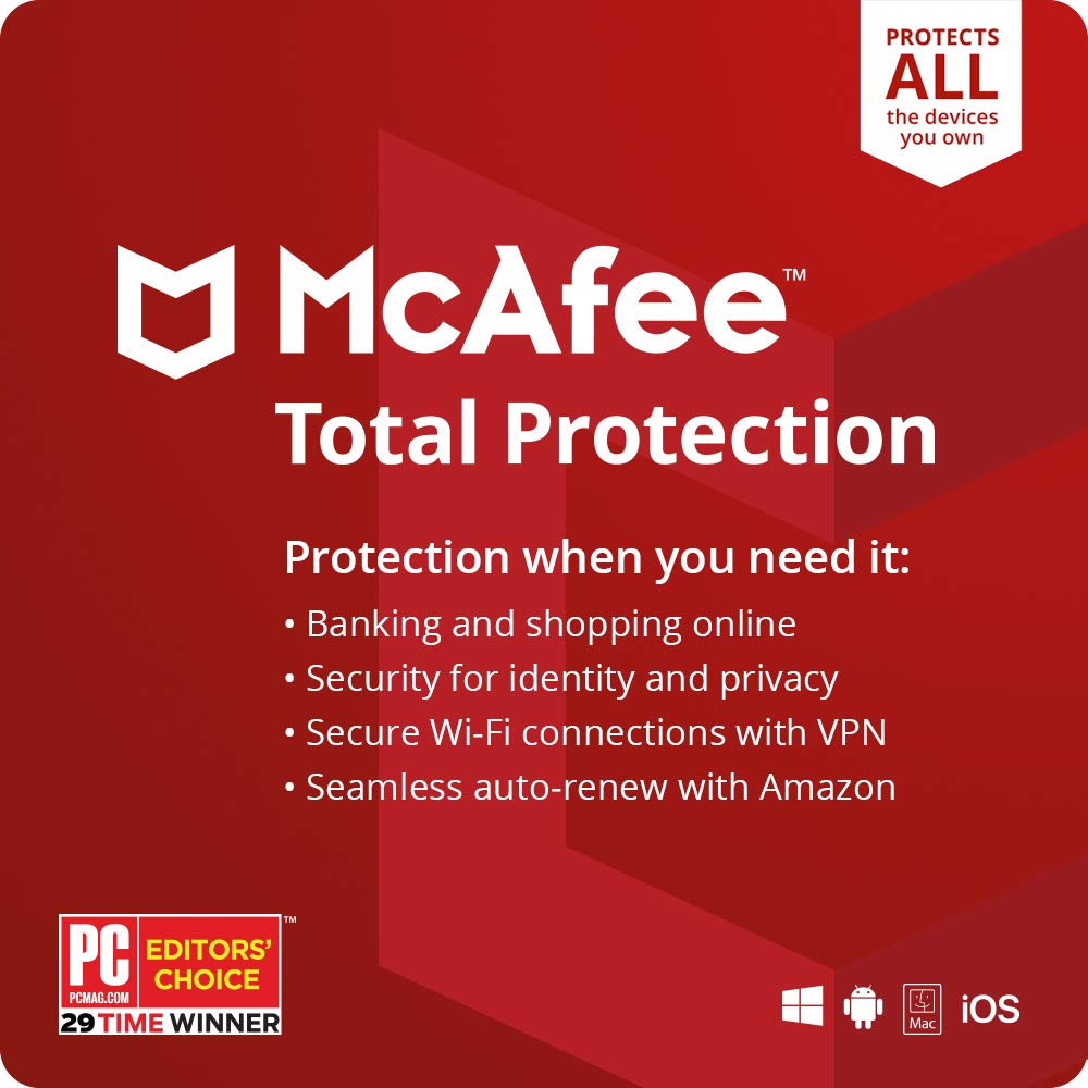 McAfee Total Protection 2020 Unlimited Devices, Antivirus Internet Security Software, VPN, Password 