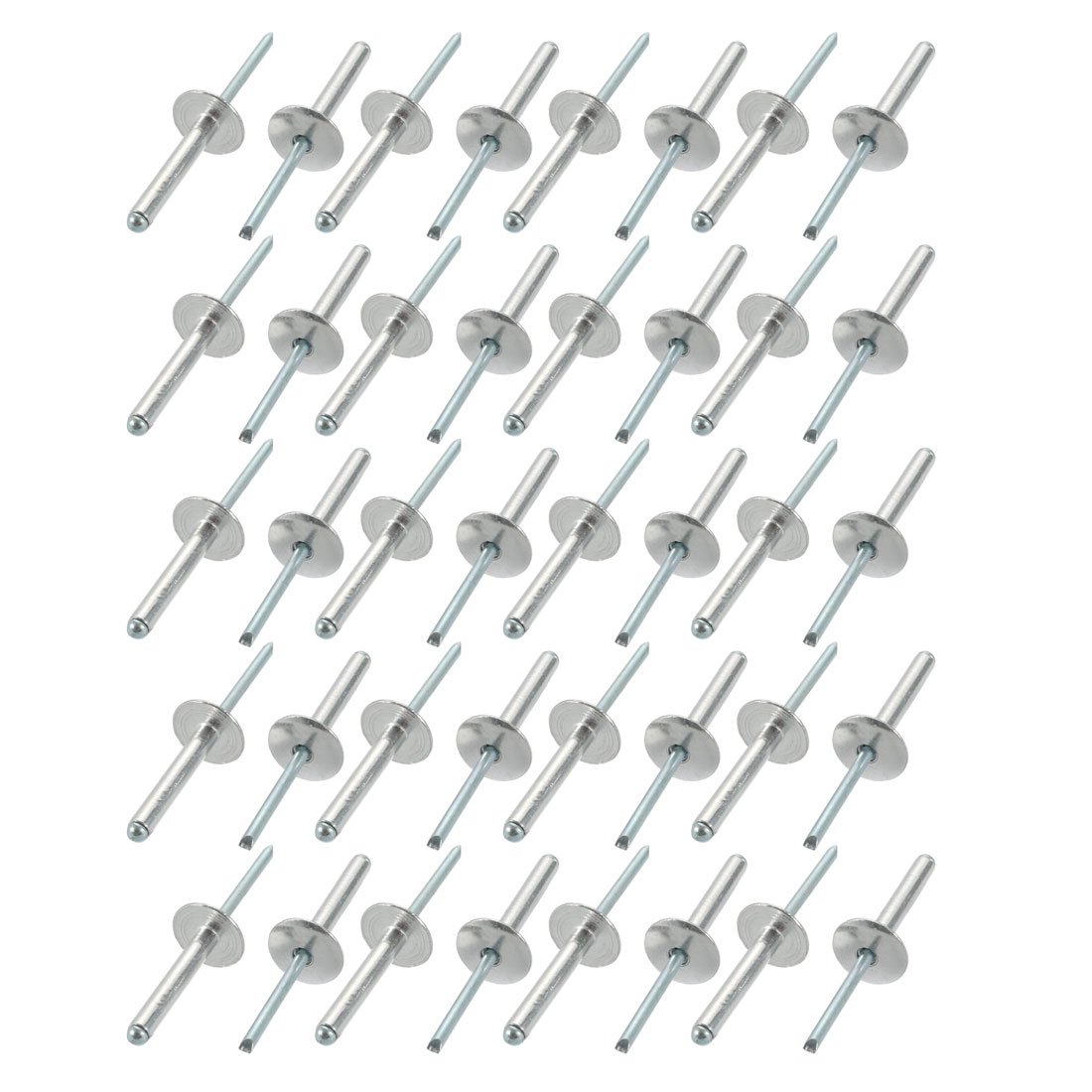 Sourcingmap 40 Pcs 5mm x 30mm Aluminum Open End Large Flange Blind Rivets