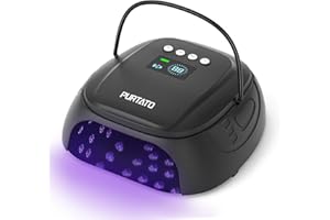 Purtato 126W Cordless Rechargeable UV LED Nail Lamp with Large Space, Handle and Foot Rest, Fast Curing Gel Nail Dryer with 4 Timers for Salon and Home (Matte Black)