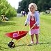 Costzon Kids Metal Wheelbarrow, Yard Rover Steel Tray, Metal Construction Toys Kart, Tote Dirt/Leaves/Tools in Garden for Toddlers, Red