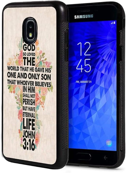Amazon Com Galaxy J7 2018 J7 V 2018 J7 Refine J7 Star Case Christian Quotes Bible Verse John 3 16 Cross Design Slim Anti Scratch Rubber Protective Cover For Samsung Galaxy J7 2018