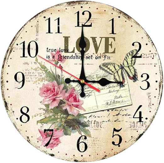 Guokee Reloj De Pared Relojes De Flores De Madera Reloj De Cuarzo