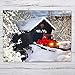 BANBERRY DESIGNS Red Truck Decor Canvas Print - Vintage Christmas Wall Art with LED and Fiber Optic Lights - Winter Scene Wall Artwork - Covered Bridge Snowy