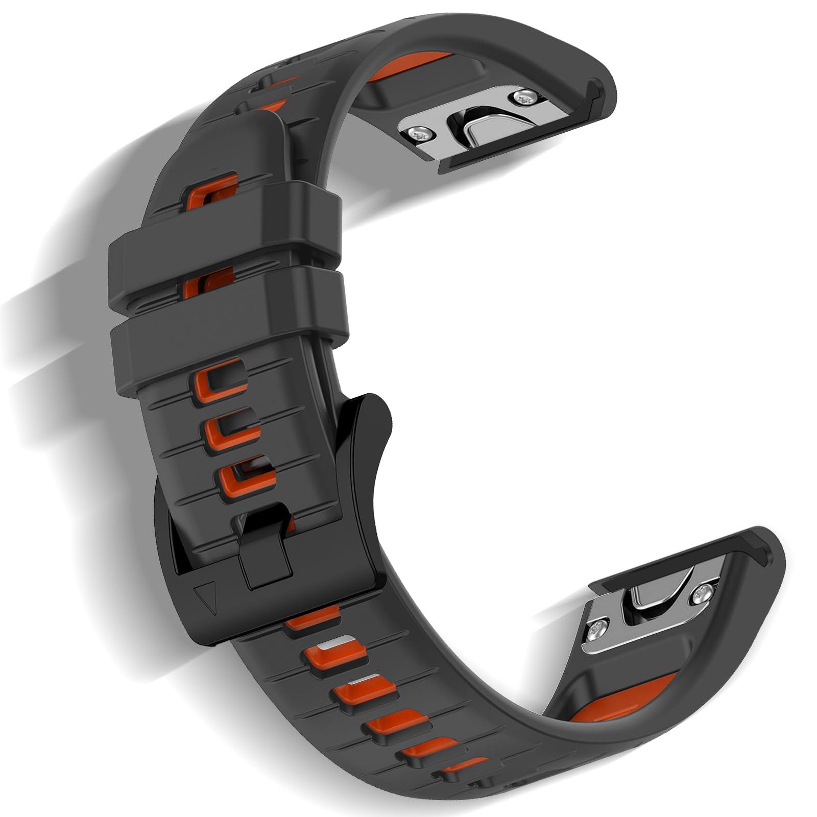 Niboow QuickFit 22mm Strap for Garmin Fenix 8 47mm/Fenix E 47mm/Fenix 7 Pro Solar/Fenix 7/Epix 2 Pro 47mm, Sport Soft Silicone Watch Bands for Garmin Fenix 6 GPS/Fenix 6 Pro GPS/Fenix 5-Gray/Orange