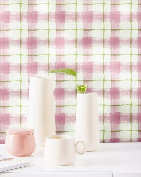 Blooming Wall Peel And Stick Pink Grid Stripes Wallpaper Wall Decor Vinyl Self Adhesive Contact Paper Decorative Amazon Com amazon com