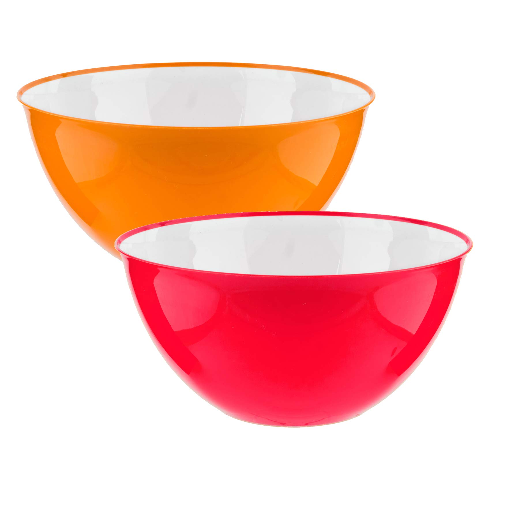 HOMESHOPA Large Salad Bowl Set of 2 Orange & Pink 25cm, Unbreakable & Lightweight Reusable Plastic Serving Bowls, Microwave, Dishwasher & Freezer Safe, BPA Free Kitchen Tableware Big Mixing Bowls