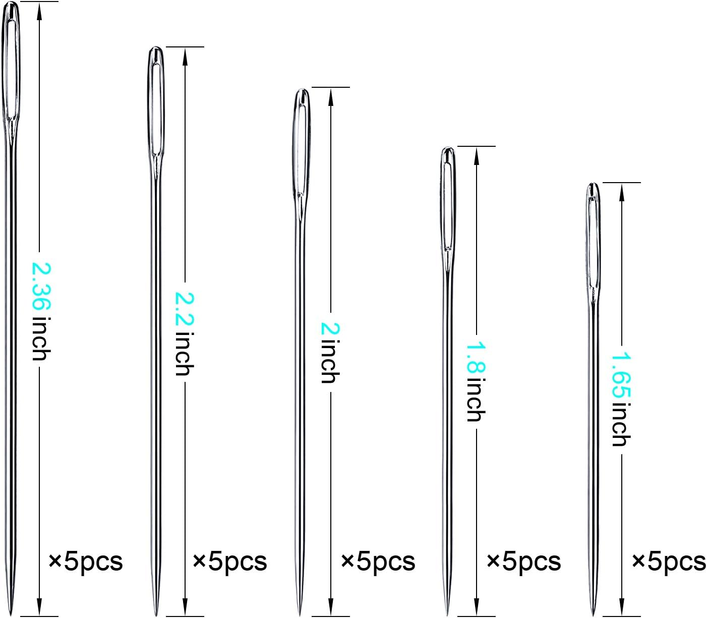 AIEX 25 Pieces Large Eye Blunt Needles Knitting Needles in Transparent Tube (Sharp), Silver, 25 pièces, Tranchant - Image 3