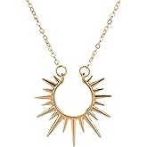 HMOOY Sun Necklace, 14k Gold Plated Sun Pendant Necklace for Women Adjustable Dainty Sunlight Sunshine Necklace Minimalist Jewelry Gifts