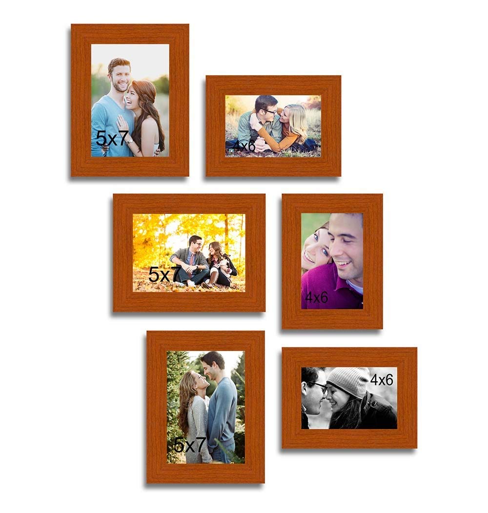 Buy Art Street Decorous Brown Wall Photo Frame Set Of 6