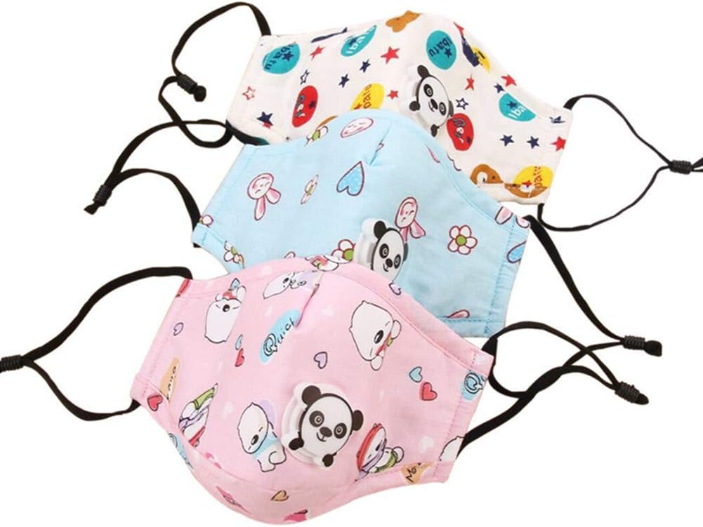 HOLIIBN Kids Anti Pollution Respirator Dust Mask with Exhaust Valve + N95, Air, Dust, Smoke Filters - Cotton Washable PM2.5 Half Face Mask with Adjustable Straps & Nose Bridge.