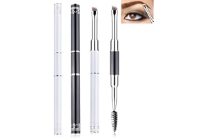 LYSDEFEU Duo Eyebrow Brush - 2Pcs Pro Premium Quality Double Ended Eyebrow Brush & Spoolie, Angled Brow Brush with Lid for Precision Application & Blending of Eye Brow Powders, Waxes & Gels - Black & White