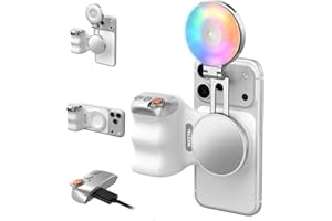 TELESIN Fun Shot Magnetic Phone Camera Grip + 4 in 1 Magnetic RGB Selfie Light Bundle Kit Compatible with iPhone Mag-Safe & A