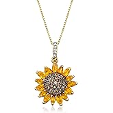 Ross-Simons 1.70 ct. t.w. Citrine and .80 ct. t.w. Smoky Quartz and .10 ct. t.w. White Topaz Sunflower Pendant Necklace in 18kt Gold Over Sterling. 18 inches