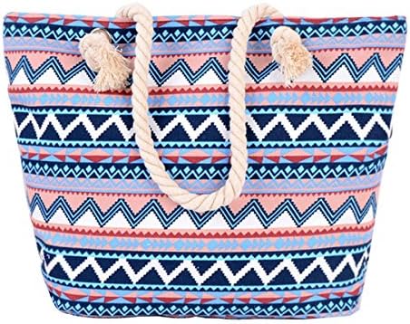 CY Large Beach Bag Canvas Travel Big Tote Bag Shoulder Bag 13.5 Inch Beach Bag