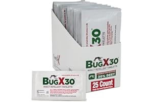 CoreTex Bug X 30 Mosquito, Tick, & Insect Repellent Wipes with 30% DEET - Pack of 25 Single-Use Bug Repellent Wipes for Up to 7 Hours of Reliable Protection Against 12 Types of Biting Insects