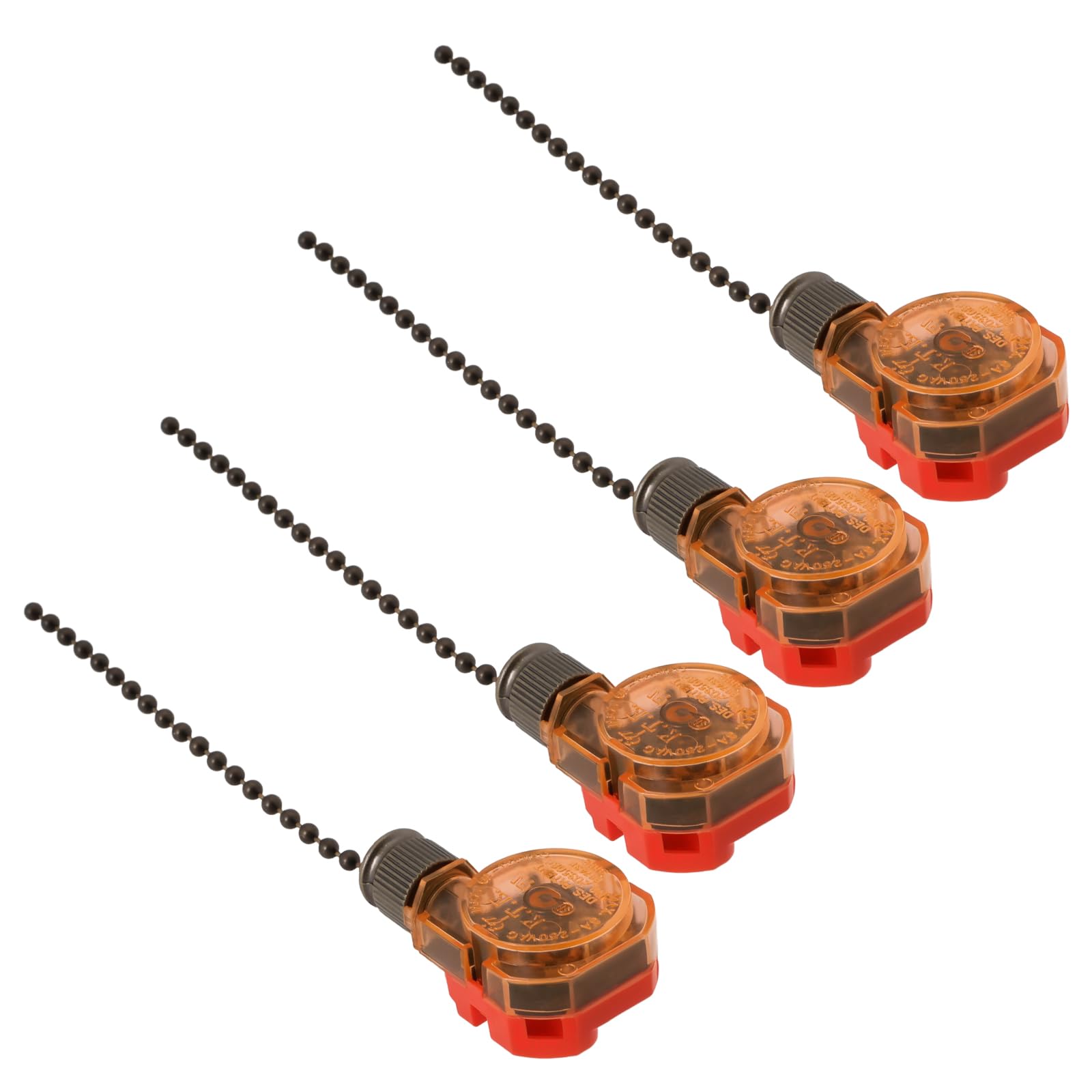 OTOTEC 4Pcs Ceiling Fan Switch 3 Speed 4 Wire Pull Chain Control Switch 250V/3A 125V/6A Replacement Parts for Ceiling Fans Wall Lamps Cabinet Light, Bronze
