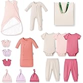 PurComfy Bamboo Newborn Clothes Gift Set: 14-Piece Layette with Sleep Sack, Baby Girl Essentials — Bamboo Lover Set