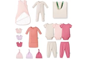 PurComfy Bamboo Newborn Clothes Gift Set: 14-Piece Layette with Sleep Sack, Baby Girl Essentials — Bamboo Lover Set
