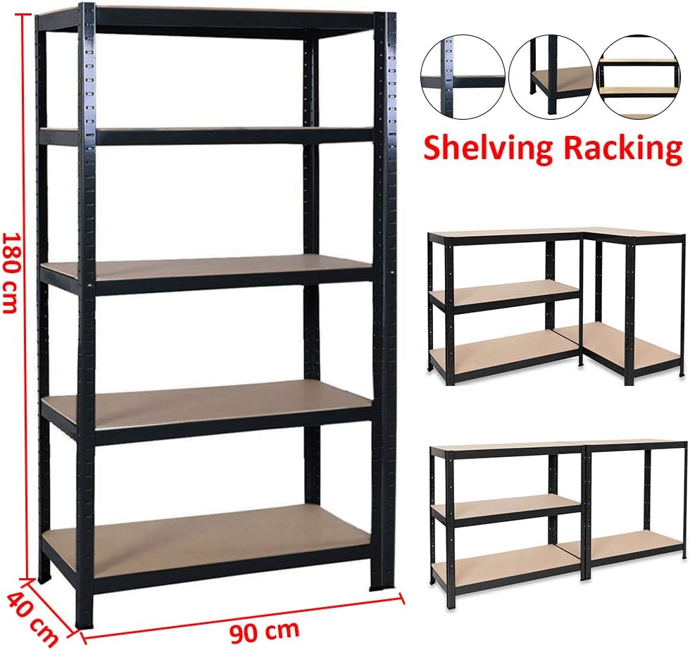 DKIEI Garage Shelving Units 180x90x40cm Heavy Duty Racking Shelves