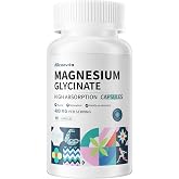 Magnesium Glycinate 400 MG per Serving 100% Chelated for High Absorption, Gentle On Stomach, Non-GMO, 90 Vegetarian Capsules