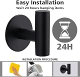 YUET 2 Pcs Bathroom Towel Hook Self Adhesive Stainless Steel Matte Black view 2