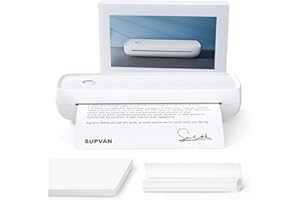 SUPVAN T200M Portable Printer Wireless for Travel, Bluetooth Inkless Printer with 300 DPI, Prints 400 Pages per Charge, Supports 8.5" X 11" US Letter, Compatible with iPhone, Android & Laptop