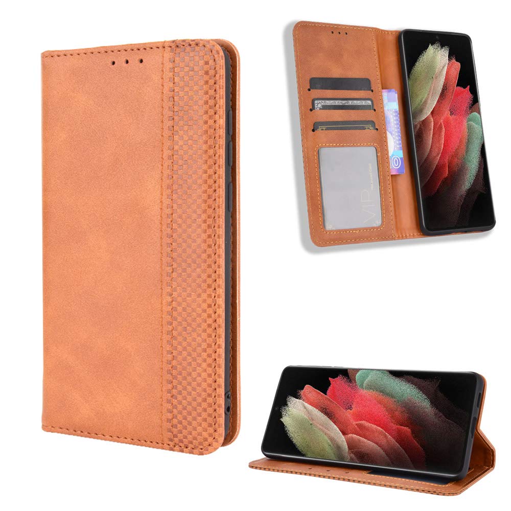 Wallet Case for Infinix Smart 7 Plus Case, Flip Case for Infinix Smart 7 Plus Retro Style Wallet Magnetic Cover, Case Wallet PU Leather Phone Cover for Infinix Smart 7 Plus, Brown
