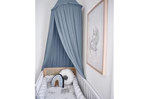 YIUOR Kids Bed Canopy with Frills Cotton Cover Net for Crib Reading Nook Curtain Hideaway Hanging Round Tent Nursery Bedding Play Room Decor