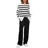 ETCYY NEW Lounge Sets for Women 2 Piece Outfits with Side Split Sweatshirt Tops and Wide Leg Sweatpants