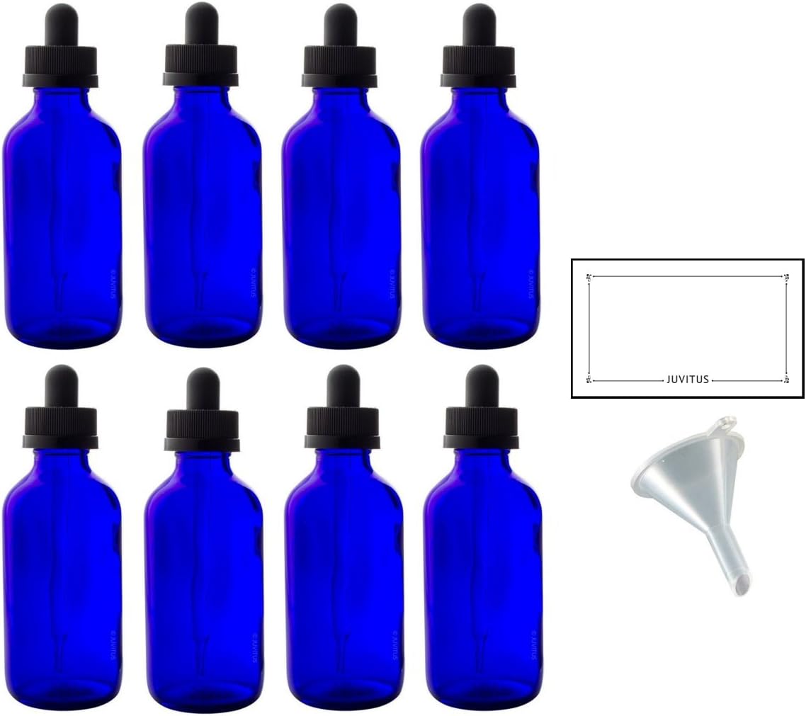 4 oz Cobalt Blue Glass Boston Round Dropper