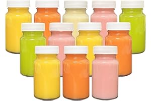 BGHEOUYV 12 Pack Juice Bottles, 2oz Glass Bottles with Lids, Shot Bottles with Caps Ginger Shots Bottles, Wide Mouth Juicing Bottles for Juicing, Ginger, Milk, Leak Proof