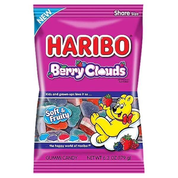 HARIBO NEW BERRY CLOUD GUMMI CANDY, 4.1 OUNCE...