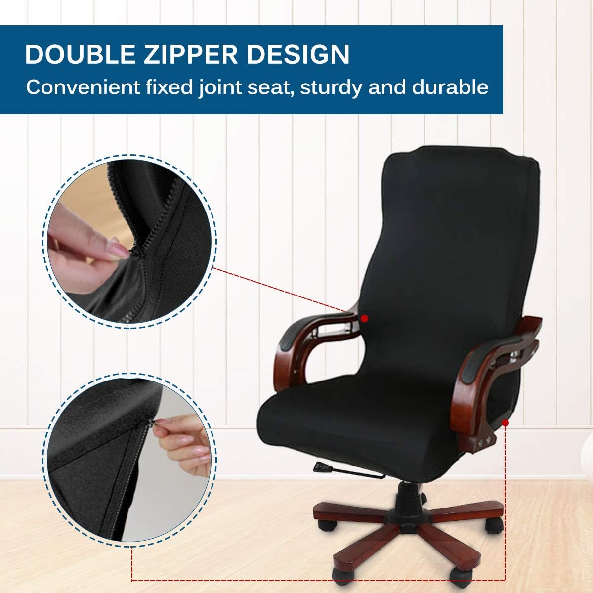 CAVEEN Office Chair Cover Computer Chair Universal Boss Chair Cover Modern Simplism Style High Back Large Size (Chair not Included) Black Large: Home & Kitchen