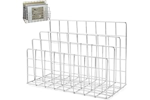 Desktop Mail Organizer, Silver Metal Magazine Holder with 3 Compartments, Space-Saving Desk Organizer for Letters, Mails, Boo