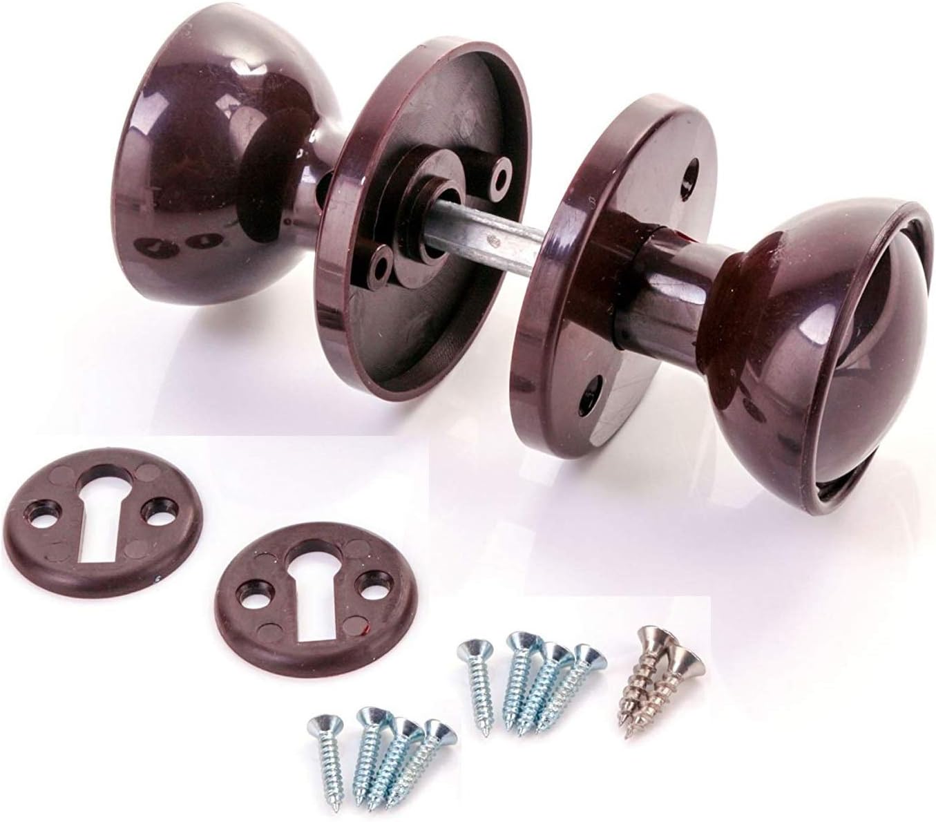 Merriway Brown BH01833 Plastic Mortice Door Shed Garage Knob Set