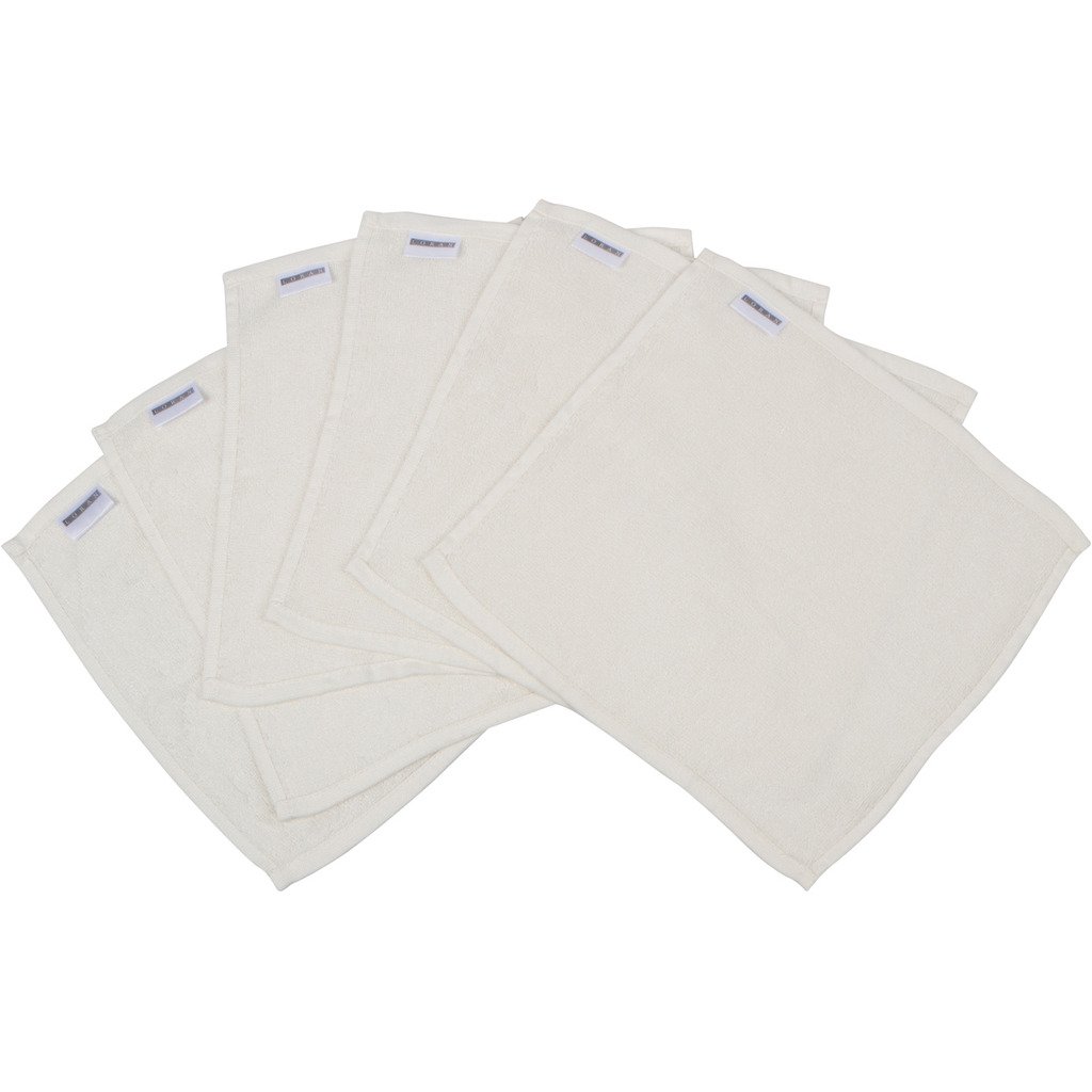 Luxury Bamboo Facial Washcloths, Set of 6, white, 10''x10''