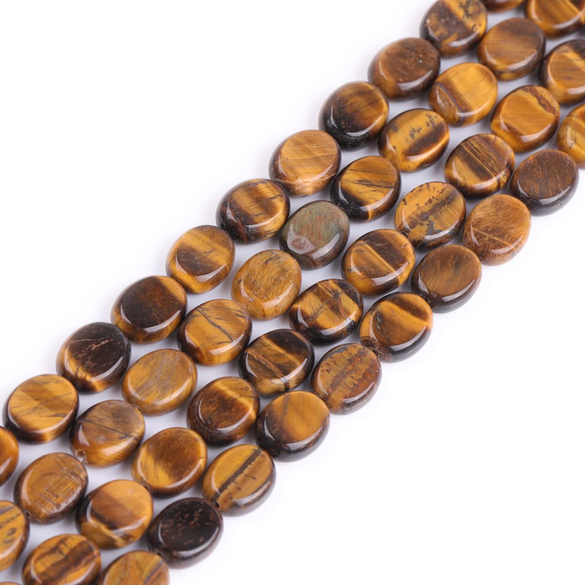 Sweet & Happy Girl's Store 8x10mm Oval Gemstone Yellow Tiger Eye Beads Strand 15 Inch Jewellery Making Beads