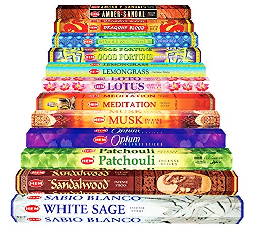 JRose Collections Hem Incense Sticks Combo with JR Incense Holder- 18 Assorted Different Flavoured Scents Frangrances 360 Sticks (Hem Mix 18)
