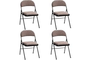 MECO 4 Pack Padded Folding Chairs, Cushioned Corrin Fabric Foldable Chair, Cinnabar