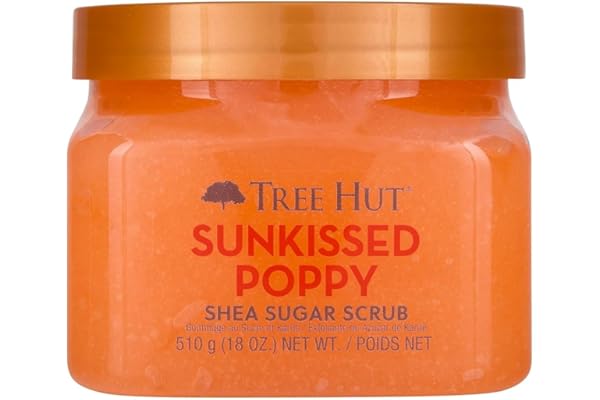 Tree Hut Sunkissed Poppy Shea Sugar Scrub, Exfoliating, Hydrating & Moisturizing Body Scrub with Shea Butter & Nourishing Ess